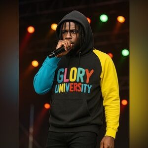 Chief Keef Glo Gang Glory University Colorblock Hoodie XL  USA Streetwear Rap N